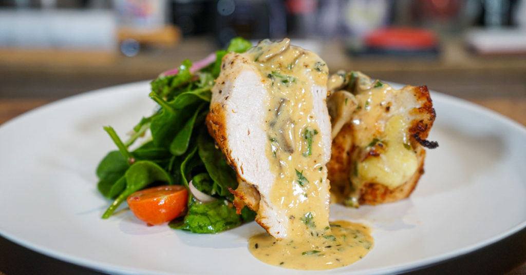 Garlic Mushroom & Cheese Stuffed Chicken Breast