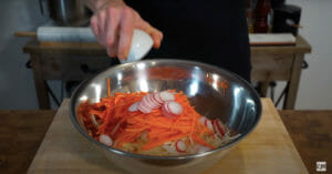 Seared Salmon Salad Prep